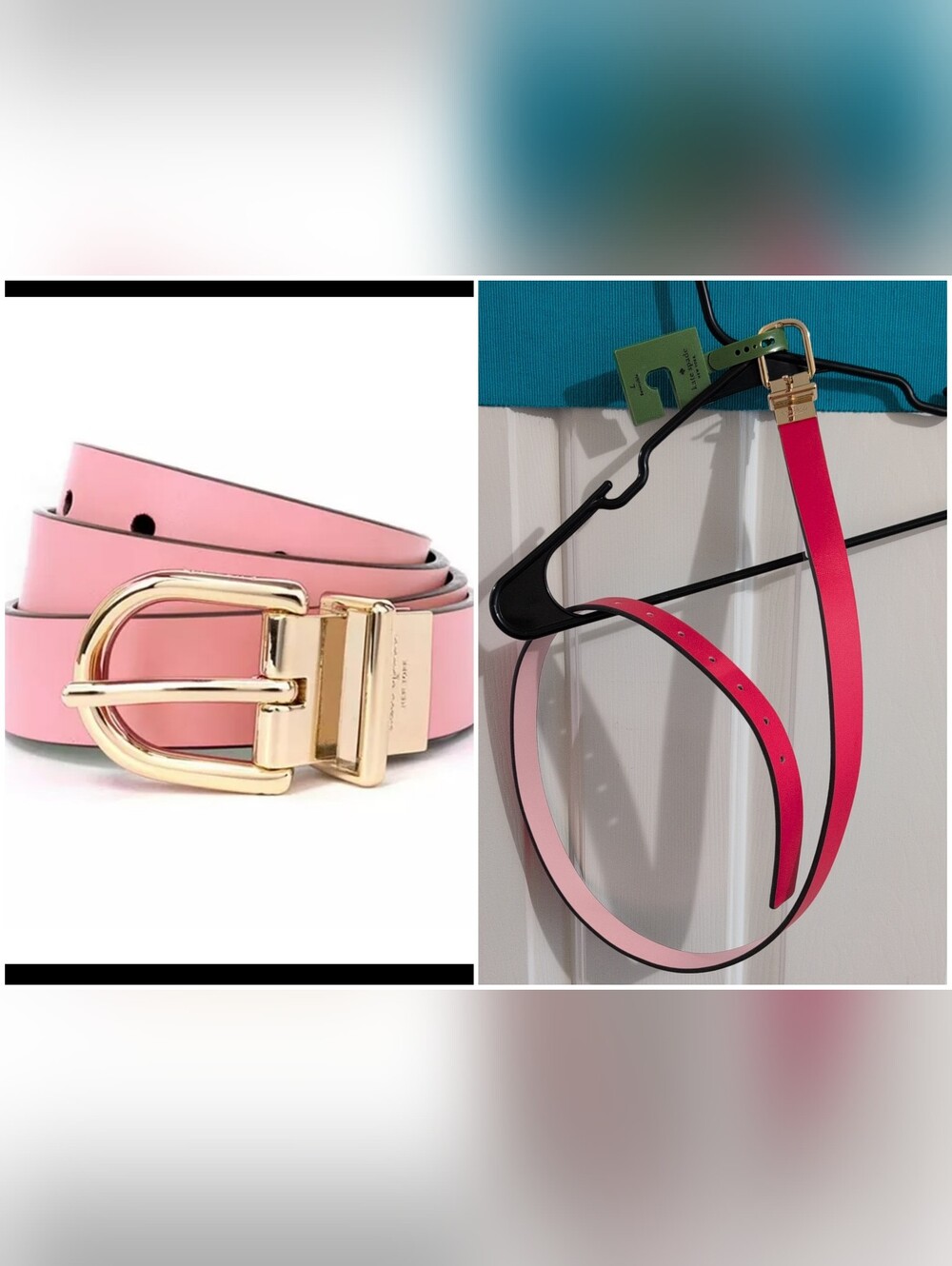 NWT Kate Spade Reversible Pink/Red Belt with Gold Buckle